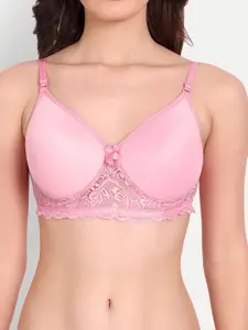 FIMS Pack of 4 Rapid-Dry Lace Lightly Padded Bra Fancy_Pad_Bra_BluePinkRaniMaroon