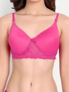 FIMS Pack of 4 Rapid-Dry Lace Lightly Padded Bra Fancy_Pad_Bra_BlackRedBlueRani