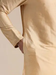 Manyavar Men Beige Kurta with Pyjamas