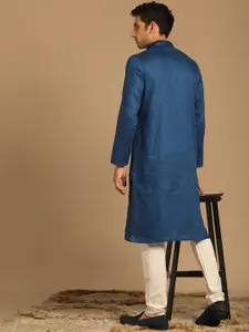 Manyavar Men Mandarin Collar Pure Cotton Kurta with Pyjamas