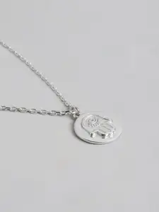 Carlton London Women Rhodium-Plated CZ Studded Pendant with Chain