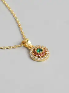 Carlton London Women Gold-Plated Circular Pendant With Chain