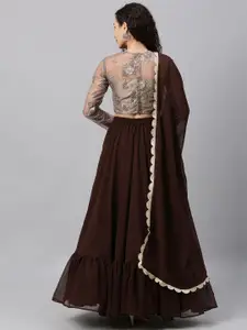 Ethnovog Ready To Wear Grey Embroidered Net Lehenga Set