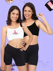 DChica Women Pack Of 2 Premium Cotton Medium Support Training or Gym Beginners Bra