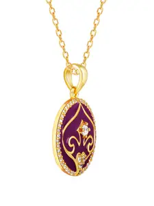 GIVA 925 Sterling Silver Gold-Plated Stone-Studded Pendant With Chain