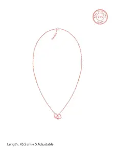 GIVA 925 Sterling Silver Rose Gold-Toned CZ Studded Locked-In-Love Necklace