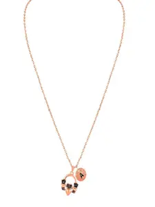 Mahi Women Rose Gold-Plated Heart Coin Charm Pendant With Chain