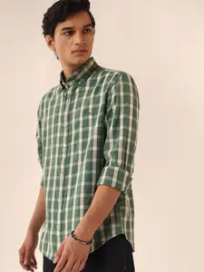 Andamen Men Classic Tartan Checked Cotton Casual Shirt