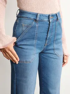 NEXT Women Wide Leg High-Rise Light Fade Stretchable Jeans