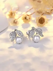 Yellow Chimes Silver Plated Contemporary Studs Earrings