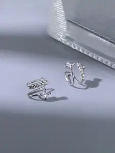 Yellow Chimes Silver Plated Contemporary Studs Earrings