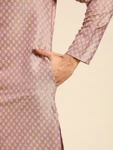 KISAH Men Floral Jacquard Kurta with Churidar Set