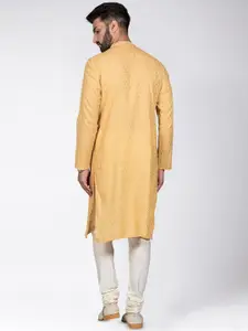 KISAH Men Embroidered Mirror Work Kurta with Churidar