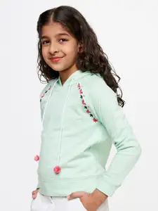 Global Desi Green Mandarin Collar Top