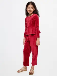 Global Desi Girls Embellished Top with Trousers