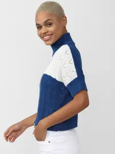FOREVER 21 Women Colourblocked Cotton Pullover Sweater