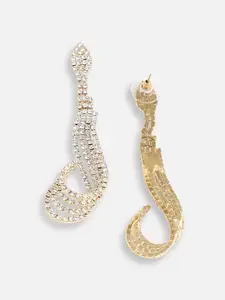 SOHI Gold-Plated Contemporary Drop Earrings