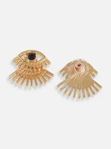SOHI Gold-Plated Contemporary Studs Earrings