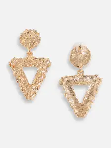 SOHI Gold-Plated Triangular Drop Earrings