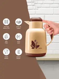Milton Nancy 1000 Brown Printed Vacuum Insulated Inner Glass Hot Or Cold Flask 1 L