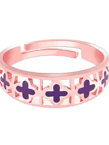 GIVA 925 sterling Silver Rose-Plated Cubic Zirconia-Studded Finger Ring