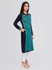 KEIKO Round Neck Paisley Woven Design Acrylic Kurta