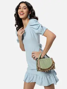 HAUTE SAUCE by  Campus Sutra HAUTE SAUCE by Campus Sutra Green PU Structured Satchel with Quilted