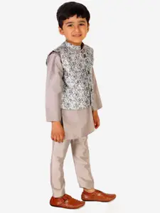 Superminis Grey Paisley Printed Kurta with Pyjamas