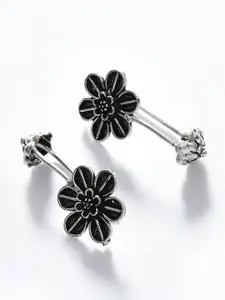 SOHI Silver Plated Floral Studs Earrings