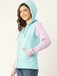 BRINNS Women Colourblocked Fleece Hooded Sweatshirt