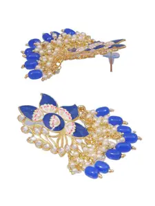 Crunchy Fashion Gold-Plated Floral Studded Earrings