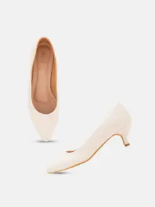 DressBerry Textured PU Kitten Pumps