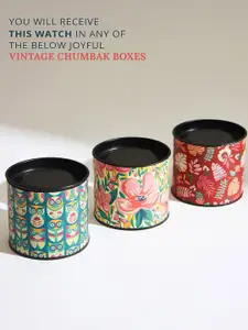 TEAL BY CHUMBAK Women Brass Printed Dial & Leather Straps Analogue Watch - 8907605120220