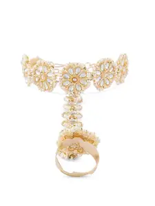 Zaveri Pearls Women Kundan Gold-Plated Ring Bracelet