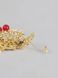 Peora Traditional Gold-Plated Kundan & Pearl Maang Tika & Chandbali Earrings Jewellery Set