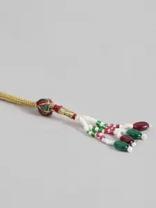 Peora Red Crystal Faux Bead  Studded Choker Necklace & Earring Set