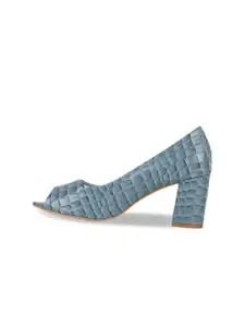 SHUZ TOUCH Blue Block Peep Toes