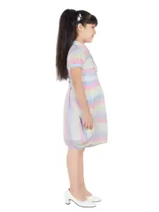 Peppermint Girls Striped Tie-Up Neck A-Line Cotton Dress