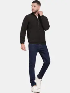 t-base Men Solid Windcheater Bomber Jacket