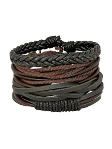 ZIVOM Men Leather Multistrand Bracelet