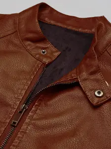 SHOWOFF Men Solid Leather Jacket