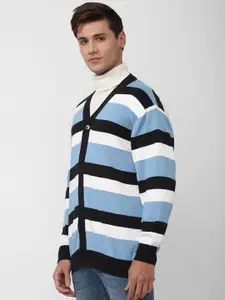 FOREVER 21 Men Striped Cardigan Pure Cotton Sweater