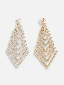 SOHI Gold-Plated Contemporary Drop Earrings