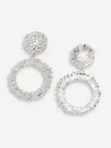 SOHI Silver-Plated Circular Drop Earrings