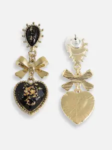 SOHI Gold-Plated Heart Shaped Drop Earrings