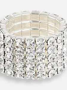 SOHI Silver-Plated Stone Studded Finger Ring