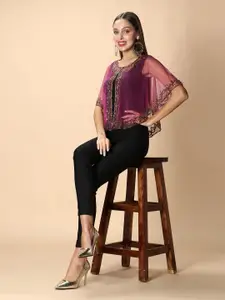 DEBONATELLA Women Party Embellished Crop Shrug