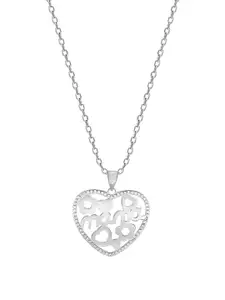 GIVA 925 Sterling Rhodium-Plated CZ-Studded Pendant With Chain