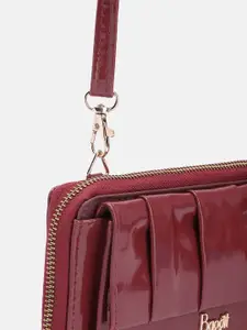 Baggit Women Solid Pleated PU Zip Around Wallet With A Sling Strap