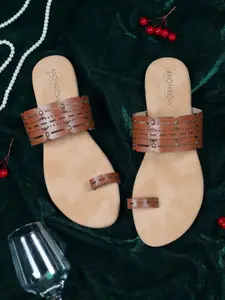 Monrow Women One Toe Flats with Laser Cuts